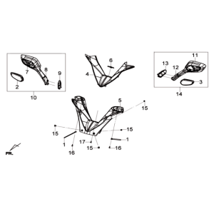 Pokrywa kierownica+zestaw lusterek Sym Joymax 125I ABS Szary (GY-517S)