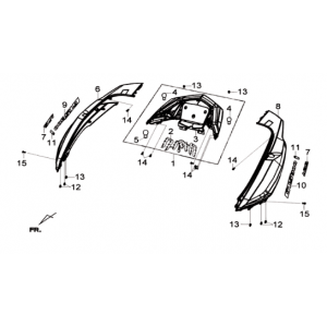 Sym Joymax 300I ABS E3 2014-2016 Czarny (BK-231S) panel tylny
