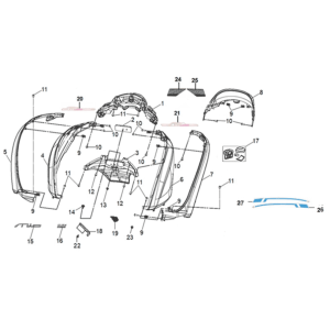 Osłona korpusu Sym Mio 50I E5 Niebieski/Czarny (BU-280S/BK-001C)