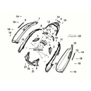 Osłona lampy tylnej obudowy Sym Fiddle IV 50 E5 Szary (GY-430C)
