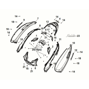 Osłona lampy tylnej obudowy Sym Fiddle IV 50 E5 Zielony (GN-546U)