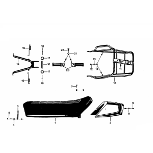 Siodło - Stojak środkowy - Podnóżki - Uchwyt tylny Zundapp KS 50 530-011, 012, 014, 500