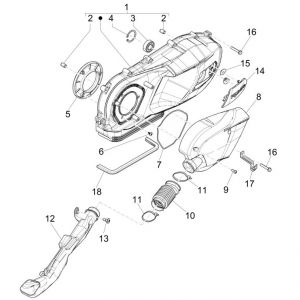 Piaggio Liberty 125 4-suwowy 3V IE ABS pokrywa skrzyni korbowej (IGET Euro 5)