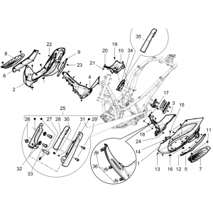 Pokrywa centralna - Piaggio Beverly 125 RST 4T 4V IE E3 2010-2015 (EMEA)