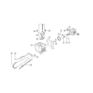 cylinder-wał korbowy Kymco Super 8 4-suwowy (2007-2009) Czerwony czarny