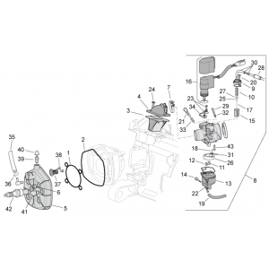 Głowica cylindrów/gaźnik Aprilia SR 50 H2O ie+carb 2004-2009