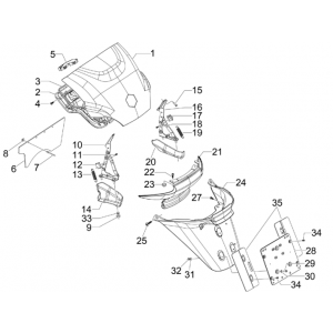 Osłony tylne - Błotnik Piaggio MP3 300LT Sport 2009-2014 gwiazda biała 595