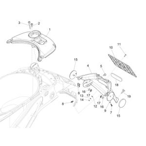 Błotnik tylny Vespa Sprint 4-suwowy 2-zaworowy pomarańczowy 890/a