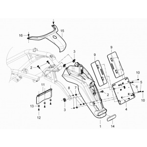 Pokrywy tylne - Piaggio Beverly 125 RST 4T 4V IE E3 2010-2015 (EMEA)