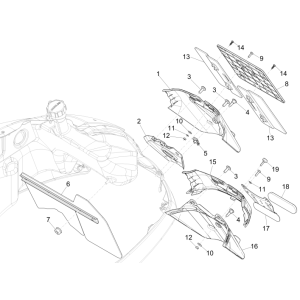 Pokrywy tylne Vespa GTS 300 ie 2008-2016 (z ABS i bez) tytanowy szary 707/C