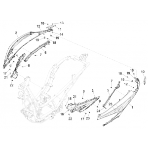 Pokrywy boczne - Spoiler Piaggio Beverly 300 4T 4V HPE ABS E5 2021-2022 (EMEA)