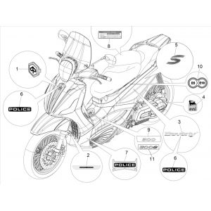 Piaggio Beverly 300 IE ABS E4 2016 - 2020 emblematy (EMEA)