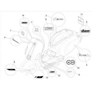 Emblematy Vespa Sprint 125 4T 3V IE ABS E5 2021 (EMEA)