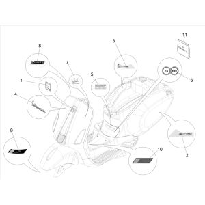 Emblematy Vespa Sprint 4-suwowy 3-zaworowy (euro5 wtrysku IGET)