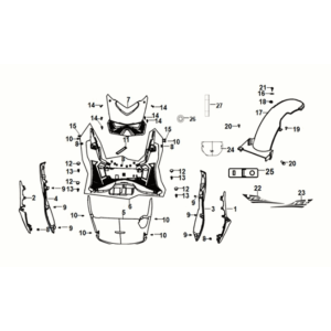 Floor panel - center cover Sym Jet 14 125I AC E5 2021-2024 MATT BLACK (BK-007U)