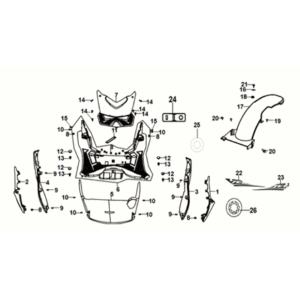 Floor panel - center cover Sym Jet 14 125I LC E5 2021-2024 GRAY (GY-430C)