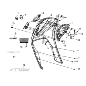 Osłona FR. Sym Mio 50I E5 Niebieski/Czarny (BU-280S/BK-001C)