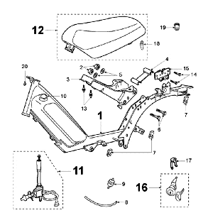 Ramka i Siodelko Peugeot Fox Deluxe Czarny