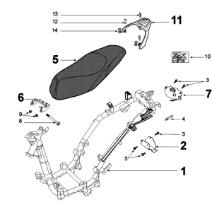 Frame en zadel Peugeot Tweet 125 V E3 2013-2017