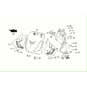 Pokrywa przednia - Osłona nóg - Wskaźniki przednie Sym Fiddle ll Euro 5 Matt Green (GN-371U)