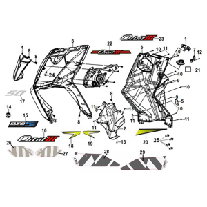 Obudowa przednia - obudowa wewnętrzna przednia Sym Orbit III 50 E5 Flash Black/Matt Black (BK-5560S/BK-007U)