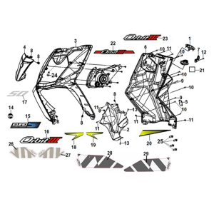 Obudowa przednia - skrzynka wewnętrzna przednia Sym Orbit III 50 E5 White/Grey (WH-006/GY-419S)