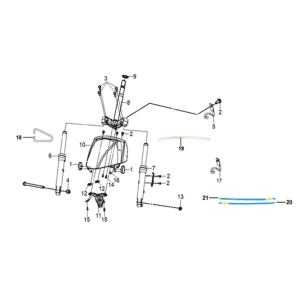 Widelec przedni Sym Mio 50I E5 Niebieski/Czarny (BU-280S/BK-001C)