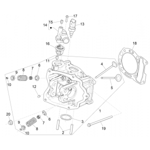 Głowica grupy - Zawory - Piaggio Beverly 300 4T 4V HPE ABS E5 2021-2022 (EMEA)