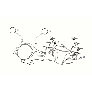 Pokrywy kierownicze - Przełączniki kierownicze - Lusterka Sym Fiddle ll Euro 5 Matt Green (GN-371U)