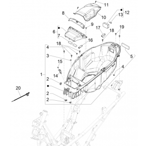 Piaggio Beverly 300 4T 4V HPE ABS E5 2021-2022 pudełko na kask (EMEA)