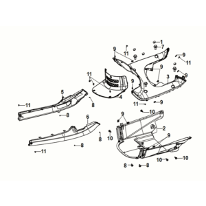 Osłona środkowa płyty podłogowej błotnika wewnętrznego Sym Fiddle IV 50 E5 Szary (GY-430C)