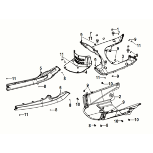 Osłona środkowa panelu podłogowego błotnika wewnętrznego Sym Fiddle IV 50 E5 Czarna (BK-007U)