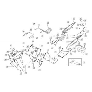 Cape parts Kymco Activ 4-suwowy czerwono-czarny
