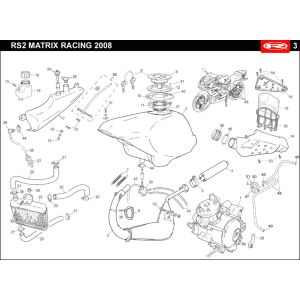 Chłodzenie- zbiornik paliwa- wydechowy Rieju Rs2 niebieski 2006 2-suwowy