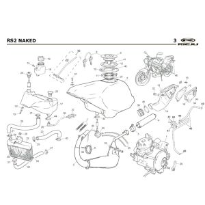 Chłodzenie- zbiornik paliwa- wydechowy Rieju Rs2 Naked czerwony 2009 2-suwowy