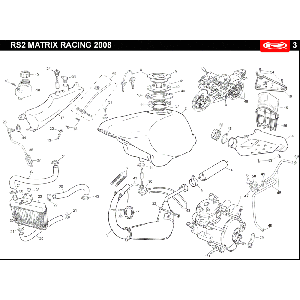 Chłodzenie- zbiornik paliwa- wydechowy Rieju Rs2 wyścigi czarny 2010 2-suwowy