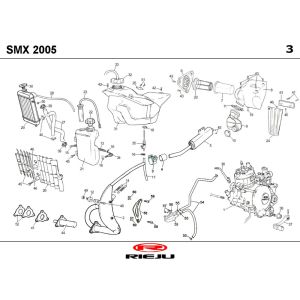 Chłodzenie- Zbiornik paliwa- Wydech Rieju SMX niebieski 2006 2-suwowy