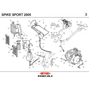 Chłodzenie- zbiornik paliwa- wydechowy Rieju Spike żółty 2007 2-suwowy