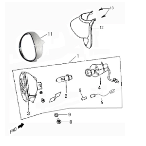 Lampa przedni Baotian Carino brązowa