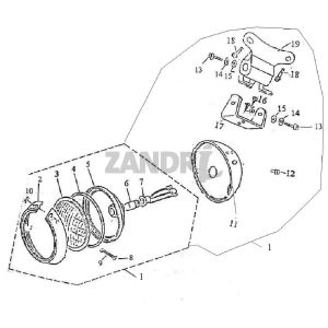 Lampa przednia BTC Grande Retro GT1 niebieska kremowa metaliczny