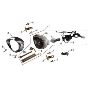 Lampa przedni China LX biała