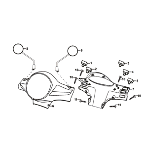 Przełączniki klosza reflektorów lusterka Sym Fiddle II euro4 (LX-17348) Chestnut Brown