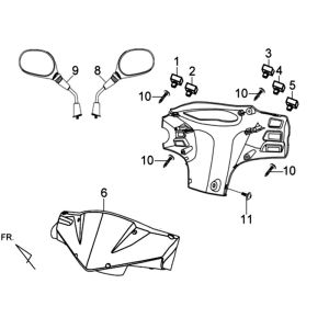 OSŁONA REFLEKTORÓW LUSTERKA PRZEŁĄCZNIKI Sym Orbit II E4 mat brąz