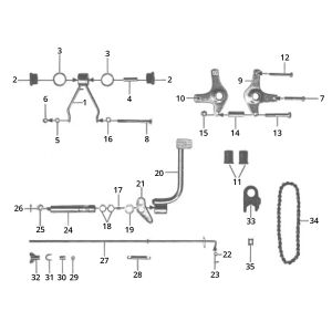 Lańcuch hamulca nożnego zawieszenia silnika Zundapp GTS 50 517-39L0