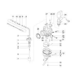 Części gaźnika Vespa S 2-suwowy