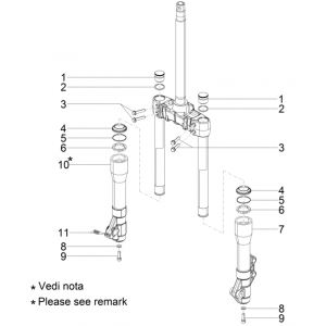Części przedniego widelca (Kayaba) Piaggio Beverly 125 RST 4T 4V IE E3 2010-2015 (EMEA)