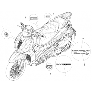 Piaggio Beverly 300 4T 4V HPE ABS E5 2021-2022 (EMEA) płyty i listwy dekoracyjne