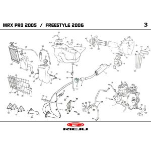 Chłodnica- wydechowy Rieju MRX Pro czarny 2006 2-suwowy