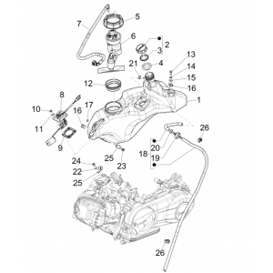 Zbiornik gazu - Zbiornik pływakowy - Stacja paliw - Vespa Sprint 150 3V IE ABS Euro 3 2015