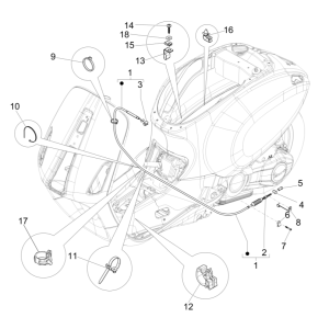 Linka hamulca tylnego Vespa Sprint 150 3V IE ABS Euro 3 2015